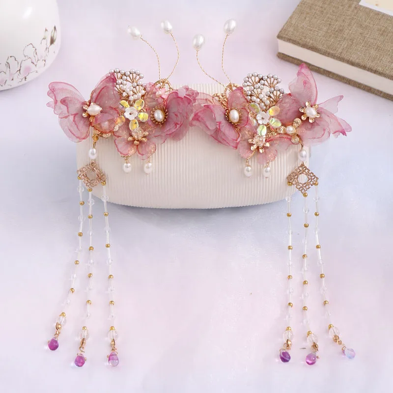 FORSEVEN 1 пара розовая синяя пряжа имитация жемчуга Длинные заколки для волос с