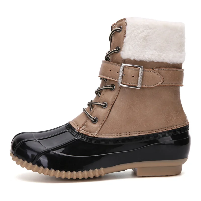 

2021 New Cotton Boots Ladies Velvet Outdoor Medium Boots Winter Nonslip Waterproof Botas Mujer Warm Boots Combat Boots Femmes