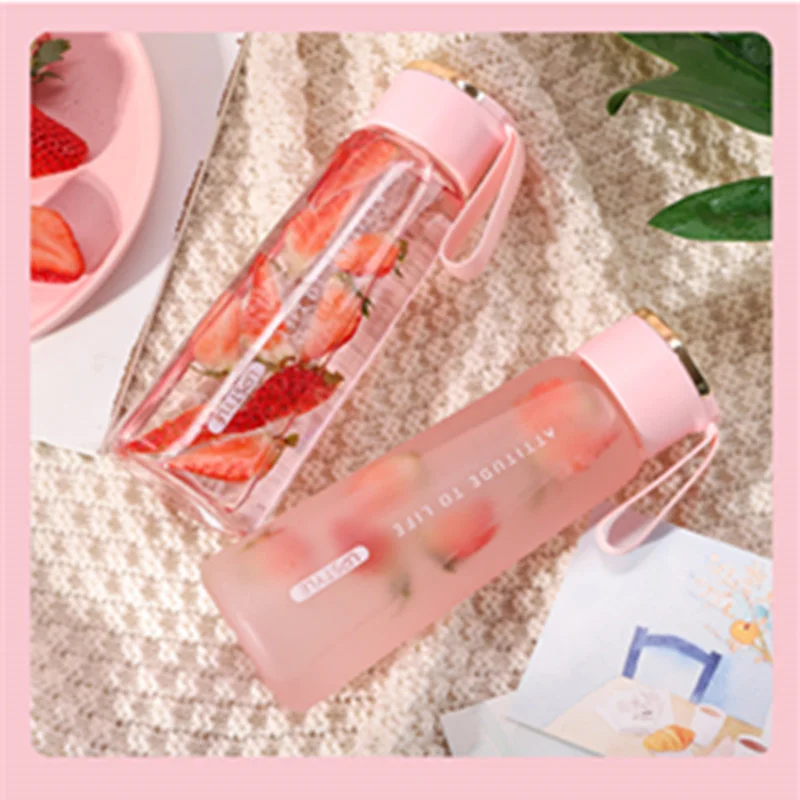 

Portable Fruit Cup Frosted Personality Plastic Summer Student Couple Large-Capacity Handy Cup High-Value Simple Water Bottle