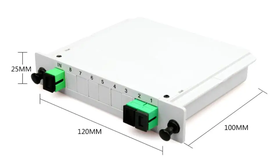 SC APC PLC 1X2 FTTH Insertion type Fiber Optic Splitter Optical Coupler SC cassette-type 1X2 gpon optical splitter