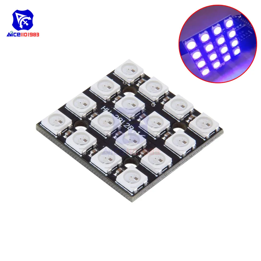 Diymore16Bit RGB 4x4 светодиодный WS2812B 5050 интегрированные драйверы для Arduino|Электротовары|