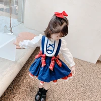 girls lolita strap dress shirt two piece trendy kids boutique clothing wholesale toddler girl fall clothes kids clothes girls