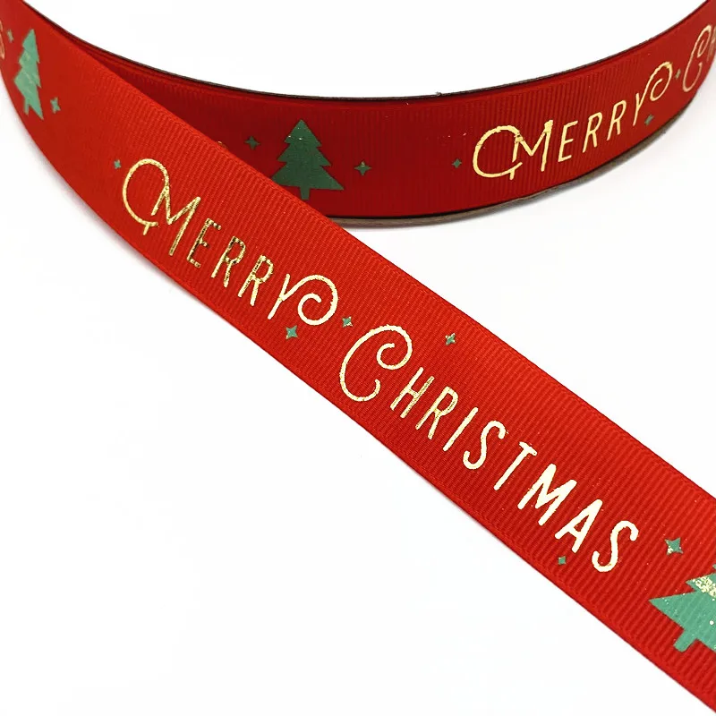 

100 Yards 25mm Christmas Ribbon Printed Grosgrain Ribbons for Gift Wrapping Wedding Decoration Hair Bows DIY