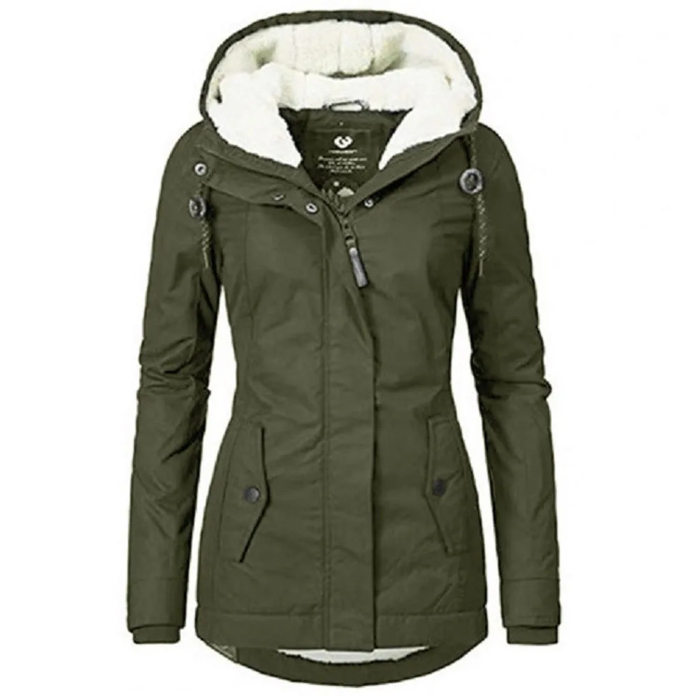 S-4XL Women's Cotton Jacket Mid-length Jacket Women's Overcome Hooded Tunic Jacket Casual Warm Winter Camping Windbreaker Jacket