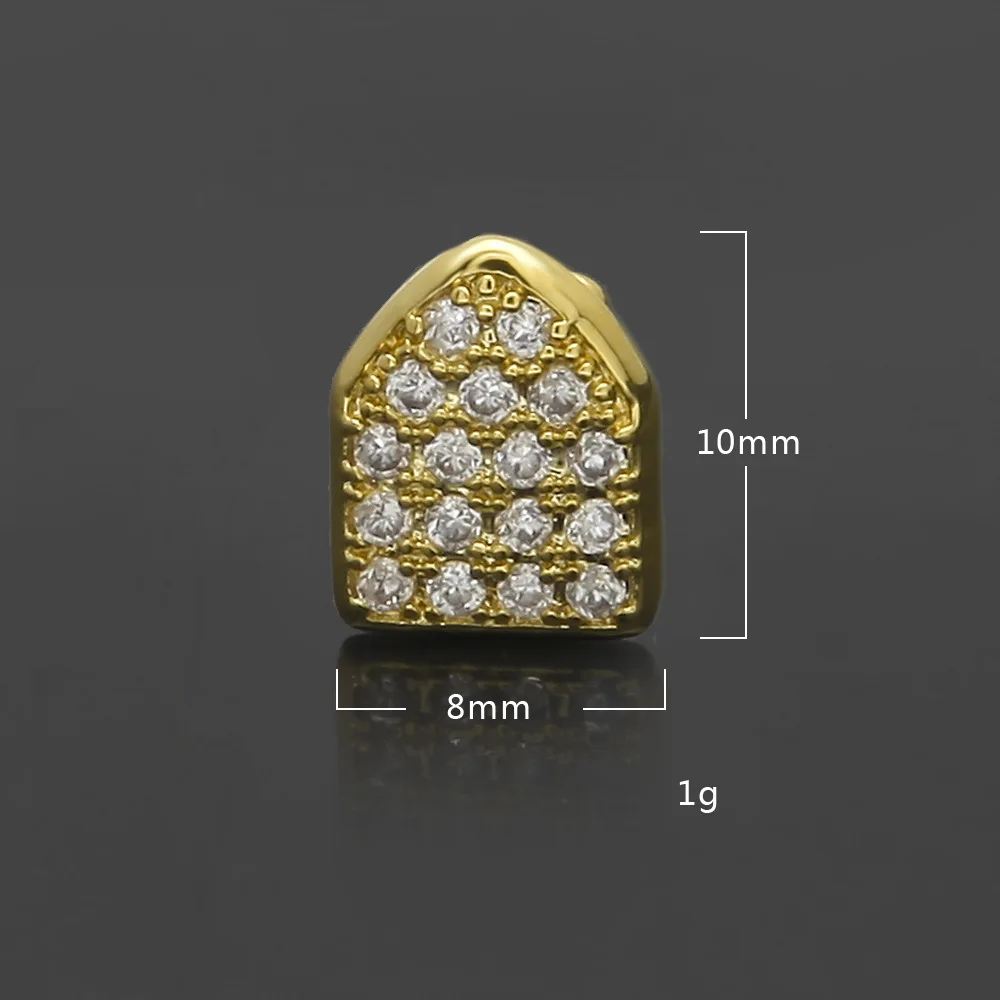 

1pcs Halloween Gift Gold Color Hip Hop Single Grillz Bling Zircon Copper Rhinestone Teeth Grills for Women Men s Jewelry