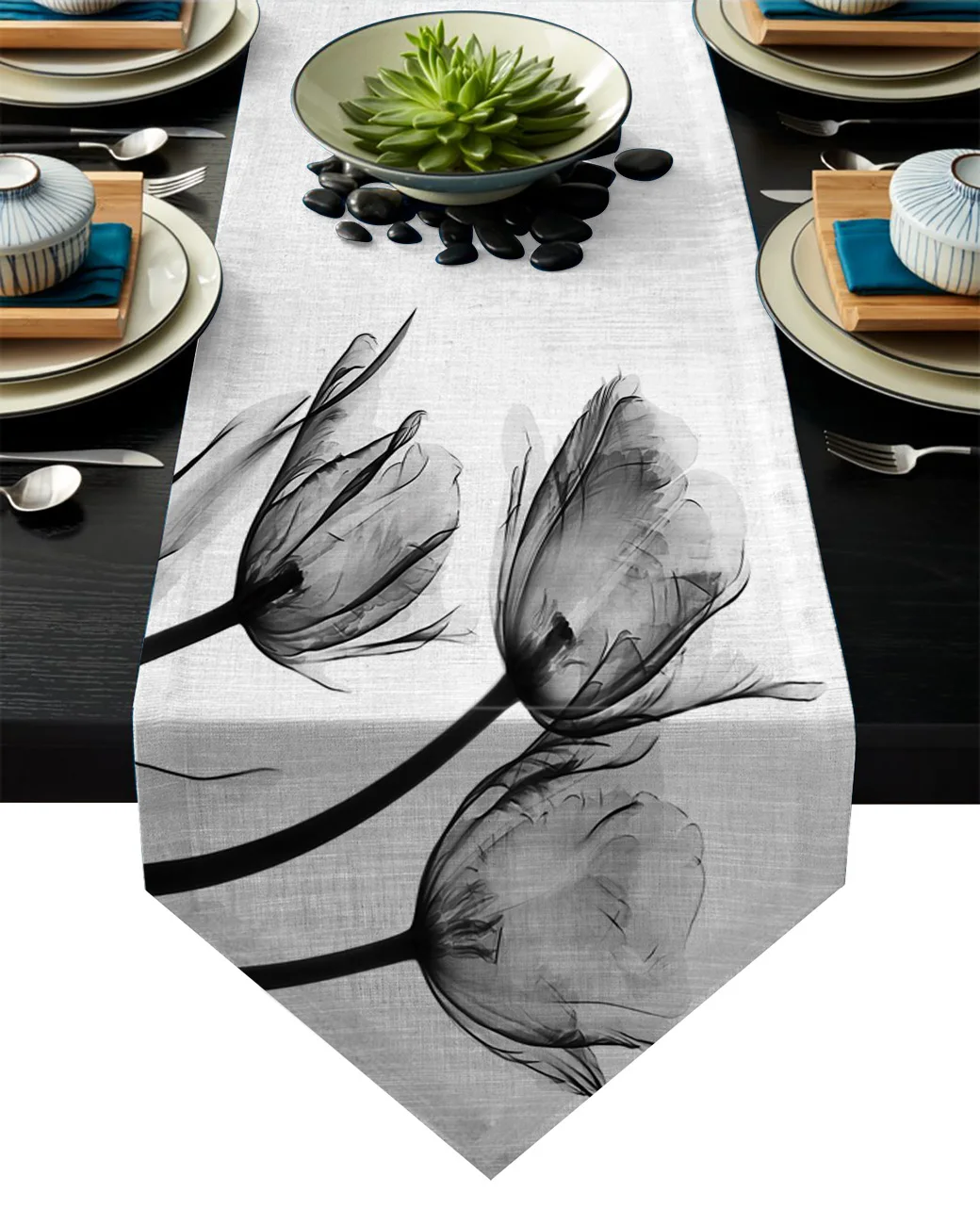 Серый тюльпан цветочные скатерти домашние украшения для семейного ужина улицы