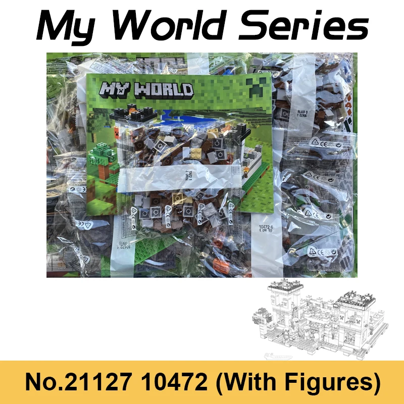 

990 шт. серия My world, крепость, деревенский дом, подземный замок, строительные блоки, кирпичная кладка для детей, подарки для мальчиков 10472