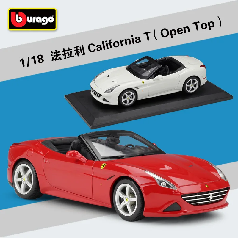 

Bburago Diecast 1:18 California T Cabriolet Open Top Red White Sport Car High Simulation Vehicle Alloy Car Model