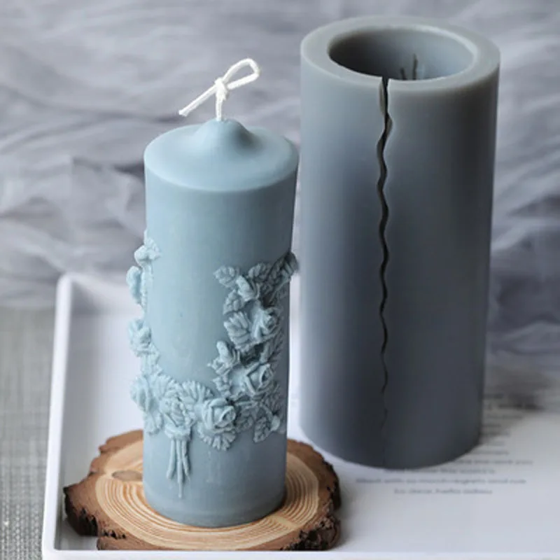 

Creative Carved Cylindrical Candle Mould Aromatherapy Scented Candle Mold for candle making DIY Handmade Home decor