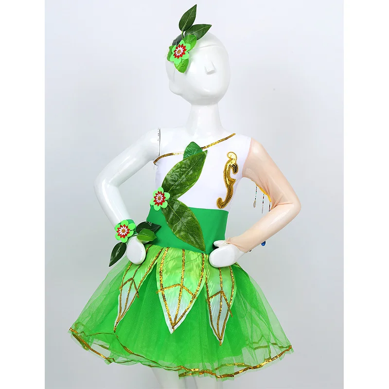 Детский танцевальный костюм ChicTry для девочек на одно плечо с длинным рукавом и