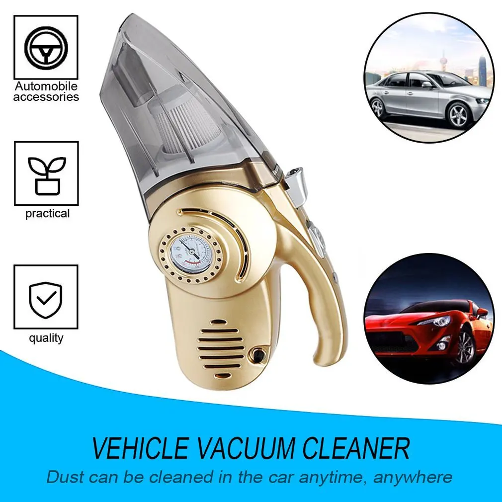 Portable 4 in 1 Car Dual Use Vacuum Cleaner Handheld Car Auto Inflatable Pump Air Compressor High Power with Digital Display