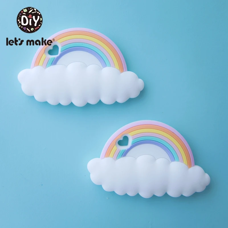 Let's Make 20pc Rainbow Silicone Teethers Cartoon Shape BPA Free Tint Rod Food Grade Silicone Baby Teethers Teething Toys Patent