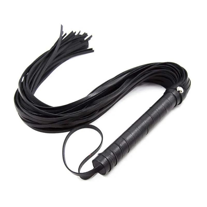 

2023 High Quality Pu Leather Pimp Whip Racing Riding Crop Party Flogger Hand Cuffs Queen Black Horse Riding Whip 1pcs
