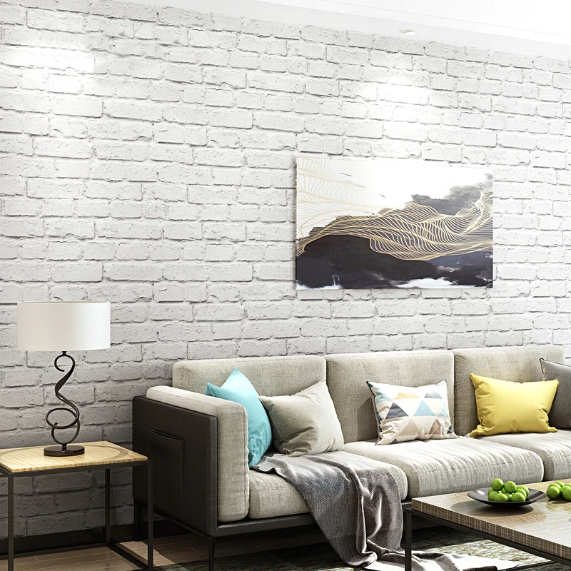 Обои для стен с рисунком белого кирпича рулон 3D античной кирпичной стены