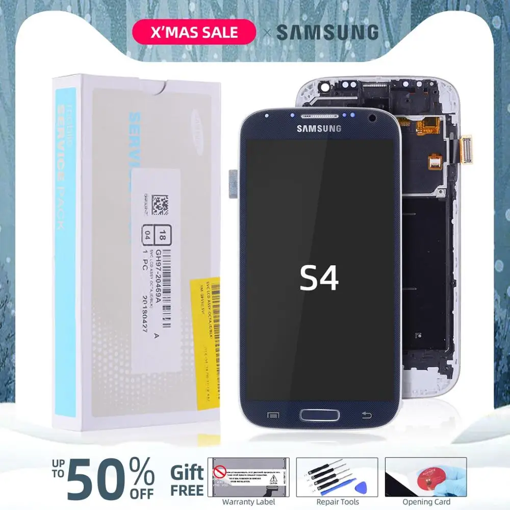 ЖК-дисплей для SAMSUNG S4, сенсорный ЖК-экран, дигитайзер для SAMSUNG Galaxy S4, ЖК-дисплей GT-i9505 i9500 i9505, синий, белый