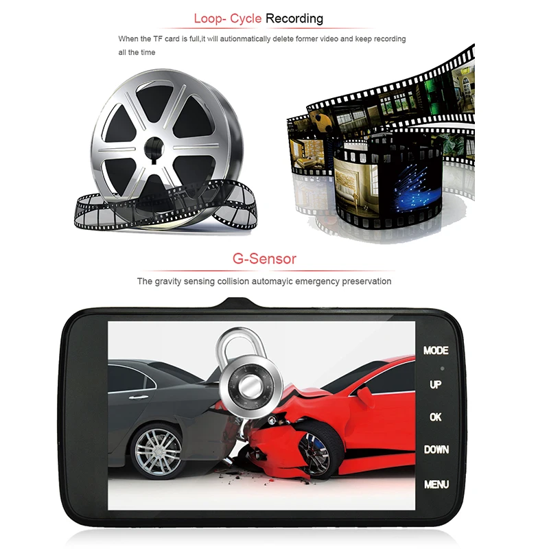 A Dual Lens Car DVR Auto Camera Dvrs FHD1080P Night Vision Parking Video Registrator Dash Cam Recorder Camcorder Vehicle | Автомобили и