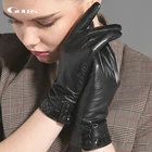 Женские кожаные перчатки GOURS, черные перчатки из натуральной козьей кожи, на пуговицах, для вождения, GSL033, зима 2019