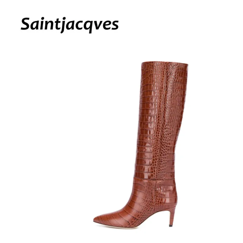 Пикантные туфли на высоком каблуке в западном стиле Модные женские сапоги до