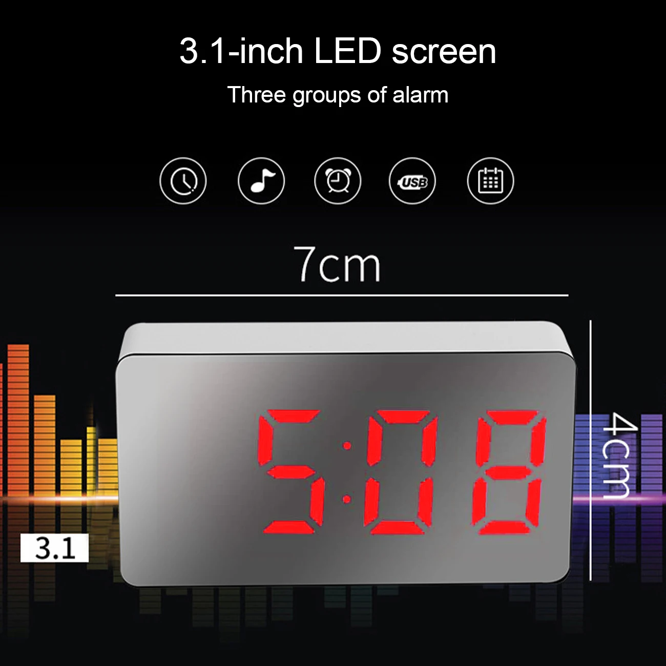 Mini Clock Multifunctional Snooze Display Time Night Lcd Light Table Desktop Usb 5v/no Battery
