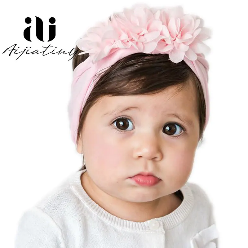 Baby Girl Headbands - Big Floral Elastic Hair Bands, 3D Flower Hair Accessories for Kids and Toddlers, Elastic Head Wraps with Bow image 4