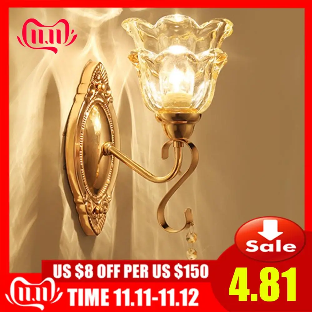 Простой Европейский роскошный настенный светильник для спальни гостиной