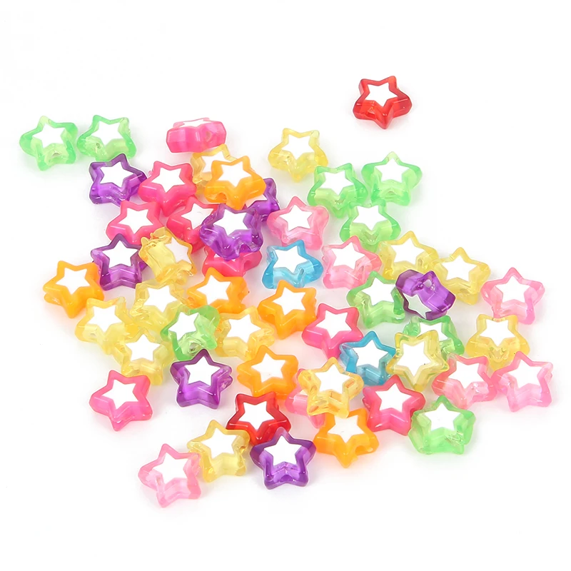 50Pcs Mixed Pentagram Acrylic Double Beads For Jewellery Marking Loose Spacer Bracelet Necklace Charm Jewelry Finding | Украшения и