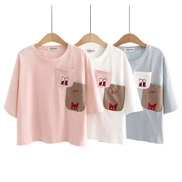 harajuku t shirt women short sleeve loose 2021 summer new round neck cotton short crop tops for girls 2113014