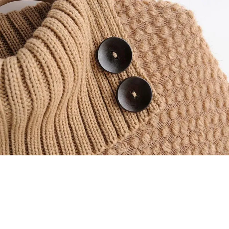 Женский трикотажный пуловер средней длины с бахромой Pancho свободный кашемировый