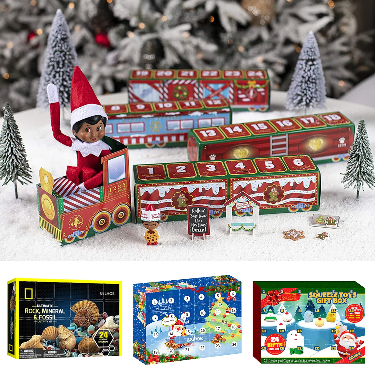 

Christmas Advent Calendar Countdown Safe High-quality Vinyl Material 24PCS Anti-Stress Squeeze Toy For Christmas New Year Navida