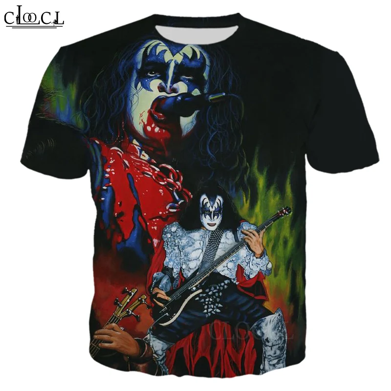 

HX Newest Rock Singer KISS Band T Shirt Men Women Summer 3D Print Fashion Harajuku Casual Streetwear All-match Top DropShipping