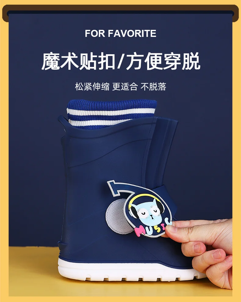 Lexixiong-zapatos de lluvia para ni&ntilde;os y ni&ntilde;as, zapatillas impermeables y antideslizantes de algod&oacute;n, se pueden a&ntilde;adir dibujos animados-5