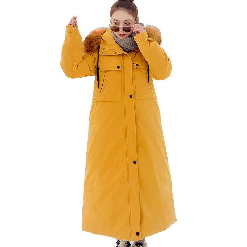 X long зимняя куртка для женщин 2019 мода меховой воротник с капюшоном парка Женская