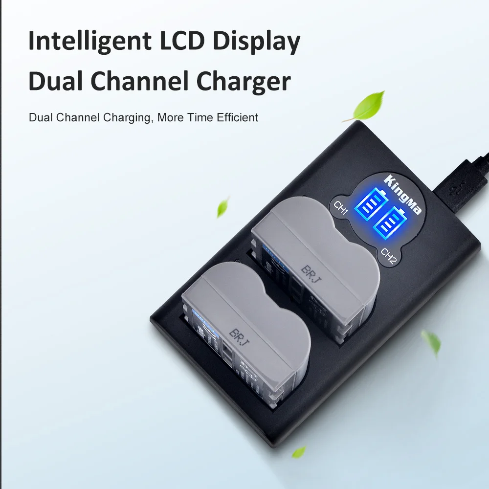 Зарядное устройство KingMa с двумя USB-портами и ЖК-дисплеем для Nikon D50 D70 D70S D80 D80S D90 D90s