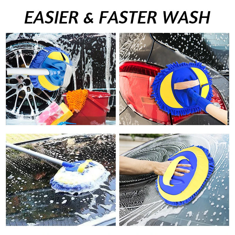 Швабра для мытья автомобиля регулируемая синельная варежка из микрофибры 2 в 1