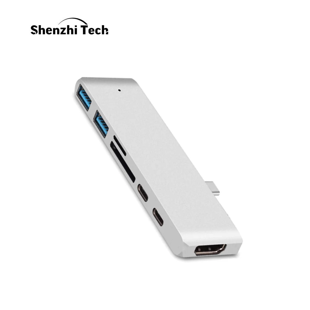 USB C концентратор Алюминиевый Мульти адаптер с 4K HDMI SD кард-ридер type-C зарядный порт USB 3,0 хаб 7 в 1 для MacBook ноутбука Настольный