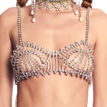 Bikini con diamantes de imitación para mujer, conjunto de Bikini con sujetador y Tanga Sexy con cadena para el cuerpo, Bralette de cristal, ropa interior, bragas, joyería para el cuerpo