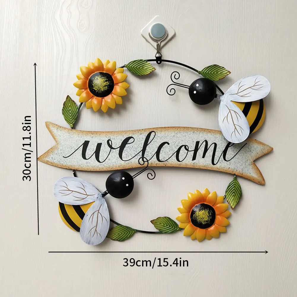 

Insect Decoration Plaque Welcome Sign Decoration Plaque Wreath Card Sunflower Beetle Hanging House Office Garden Yard Decor
