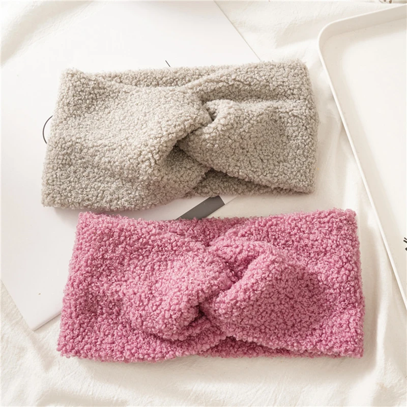 

Winter Warm Plush Fur Headband for Women Girls Hairbands Elastic Cross Knot Headbands Twist Headwrap Fashion Hair Accessories