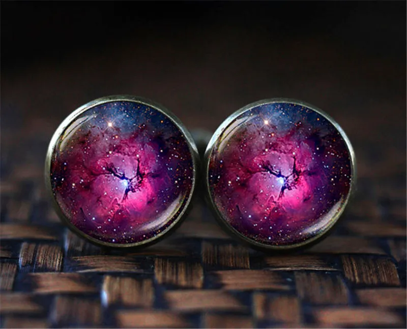 Новинка 2018 запонки в виде фиолетовой туманности высококачественные модные