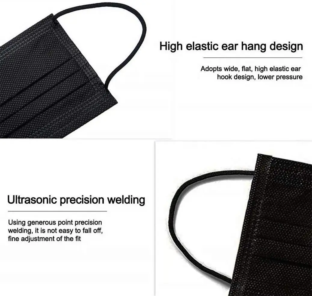 Одноразовая детская черная маска для рта 3-слойная лица детские маски черные |