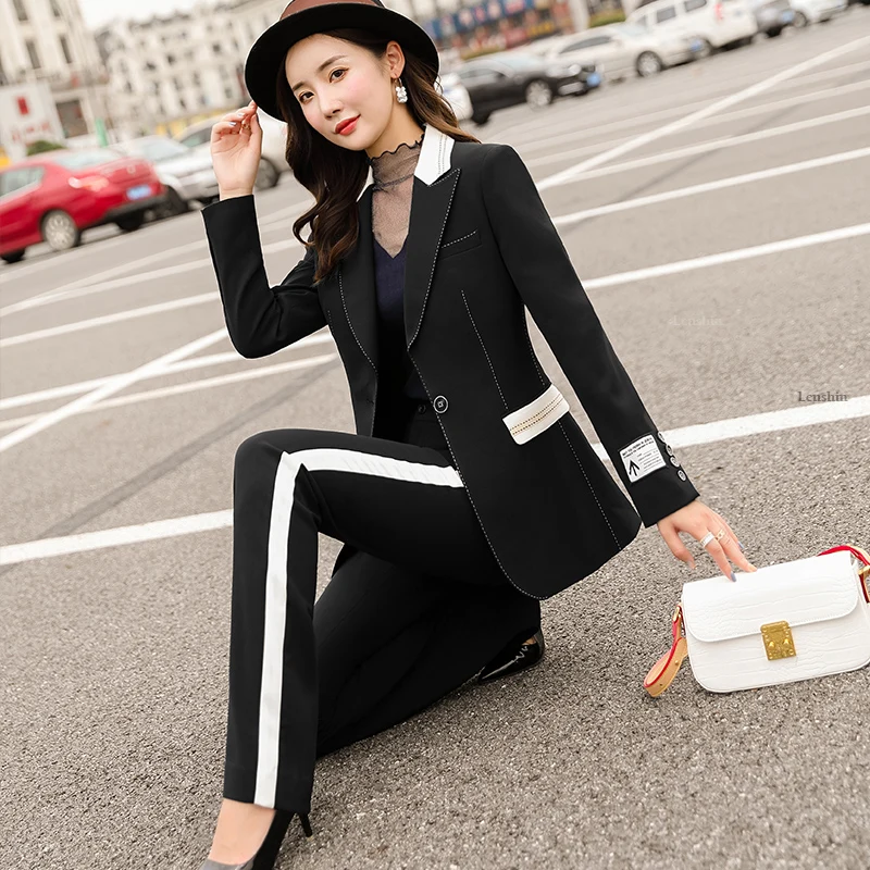 Женский брючный костюм Lenshin модный из двух предметов в стиле High Street с