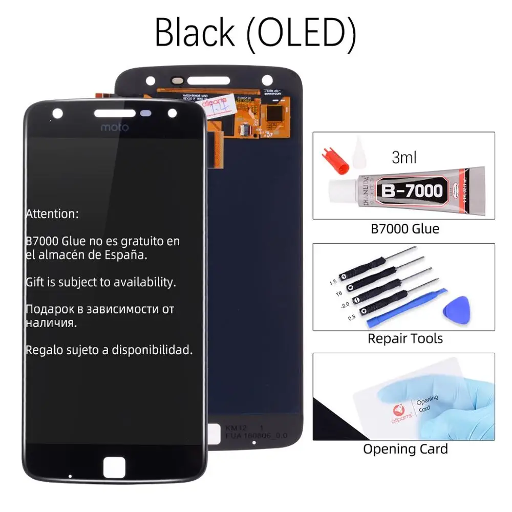 OLED Black AMOLED OLED Дисплей для Motorola Moto Z Play LCD XT1635 XT1635-02 в сборе с тачскрином черный белый - Цвет: OLED Black