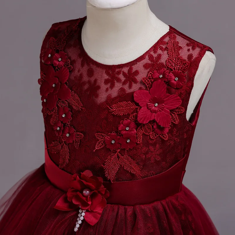 Детские платья для девочек длинное платье с цветами принцессы свадьбы вечернее