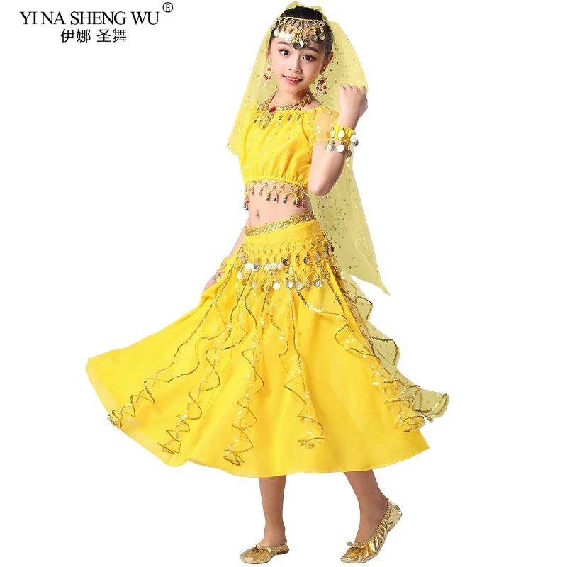 

Kids Belly Dance Costumes Set India Girl Bollywood Oriental Dance Egypt Belly Dancing Performance Stage Clothes Indian 2/7pcs