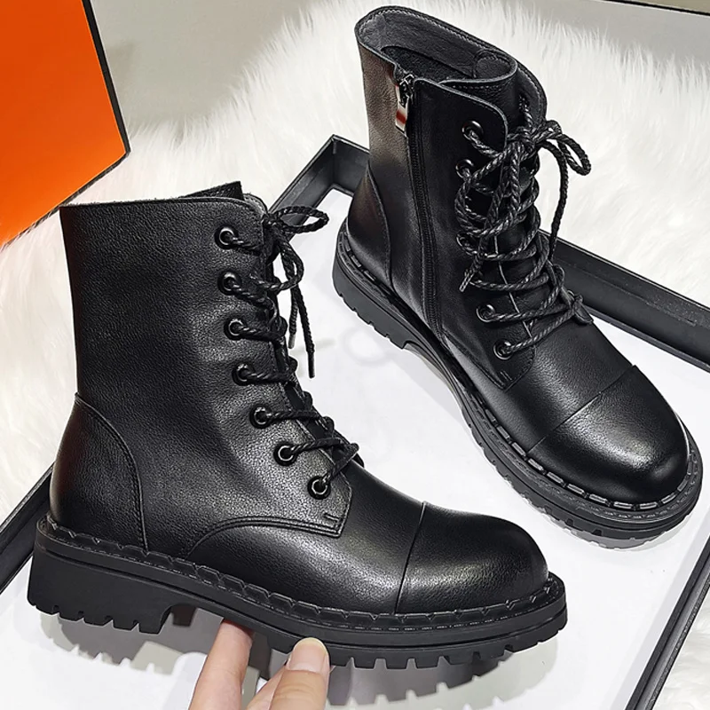 Женские Кожаные Ботинки Martin Высококачественная обувь с боковой молнией новая