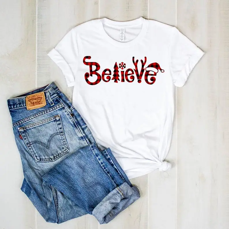 

Женская рождественская рубашка в красную клетку, 100% хлопок, забавная Повседневная футболка для девушек, Прямая поставка