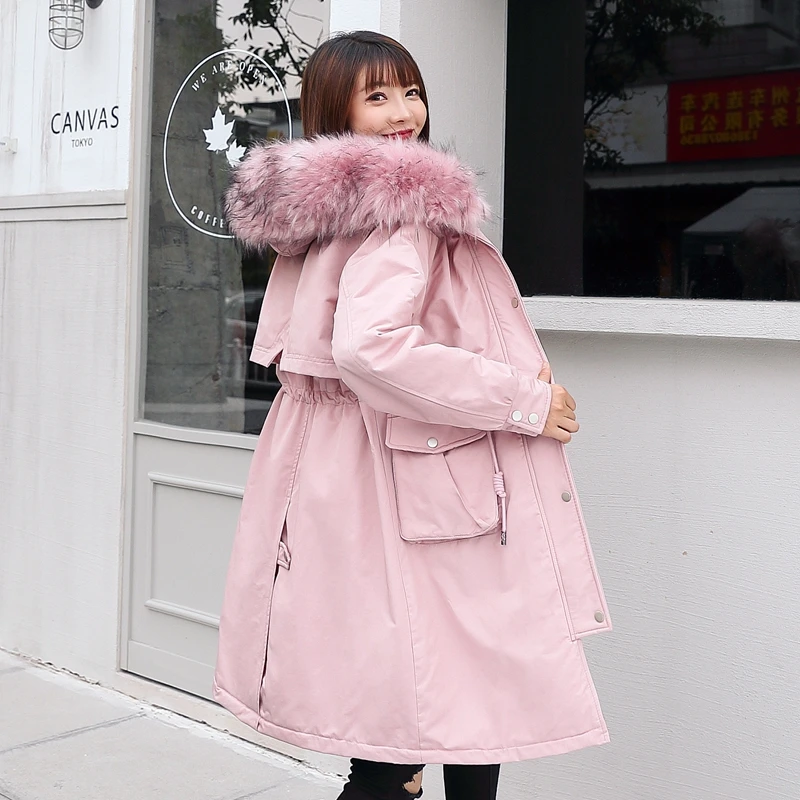 Зимняя куртка на шнурке женская меховая парка с капюшоном длинные пальто меховой