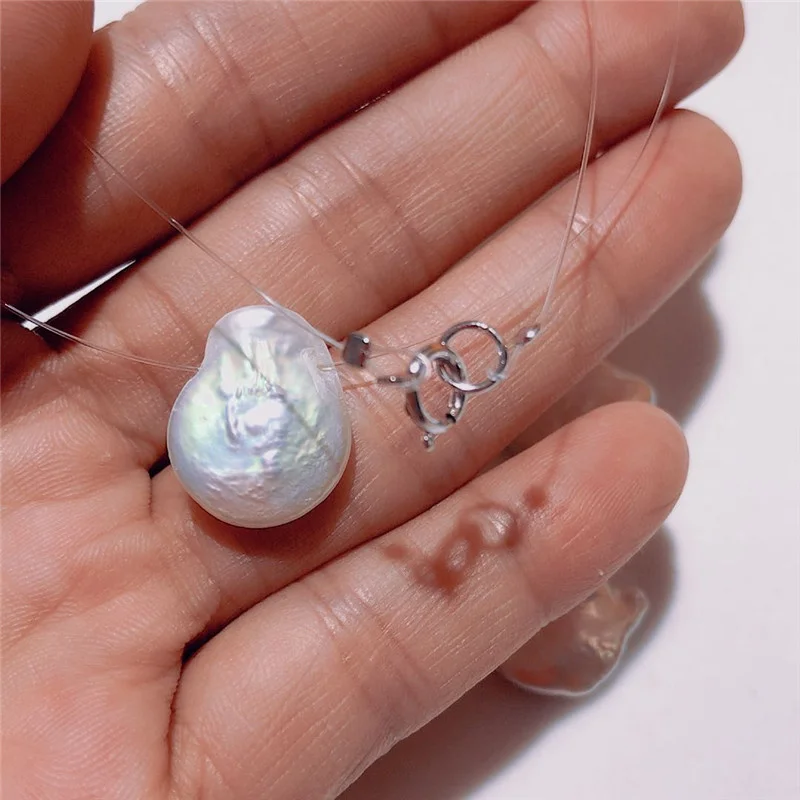 Новый естественный неправильной формы белый Кеши жемчужное прозрачное ожерелье