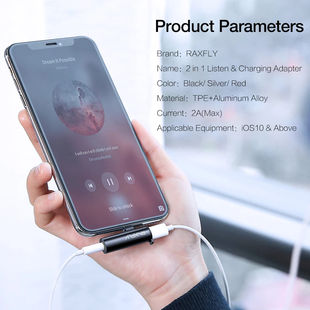 RAXFLY 2 в 1 освещение 3 5 мм USB наушники зарядный адаптер для iPhone 7 XR XS Max кабель брелок