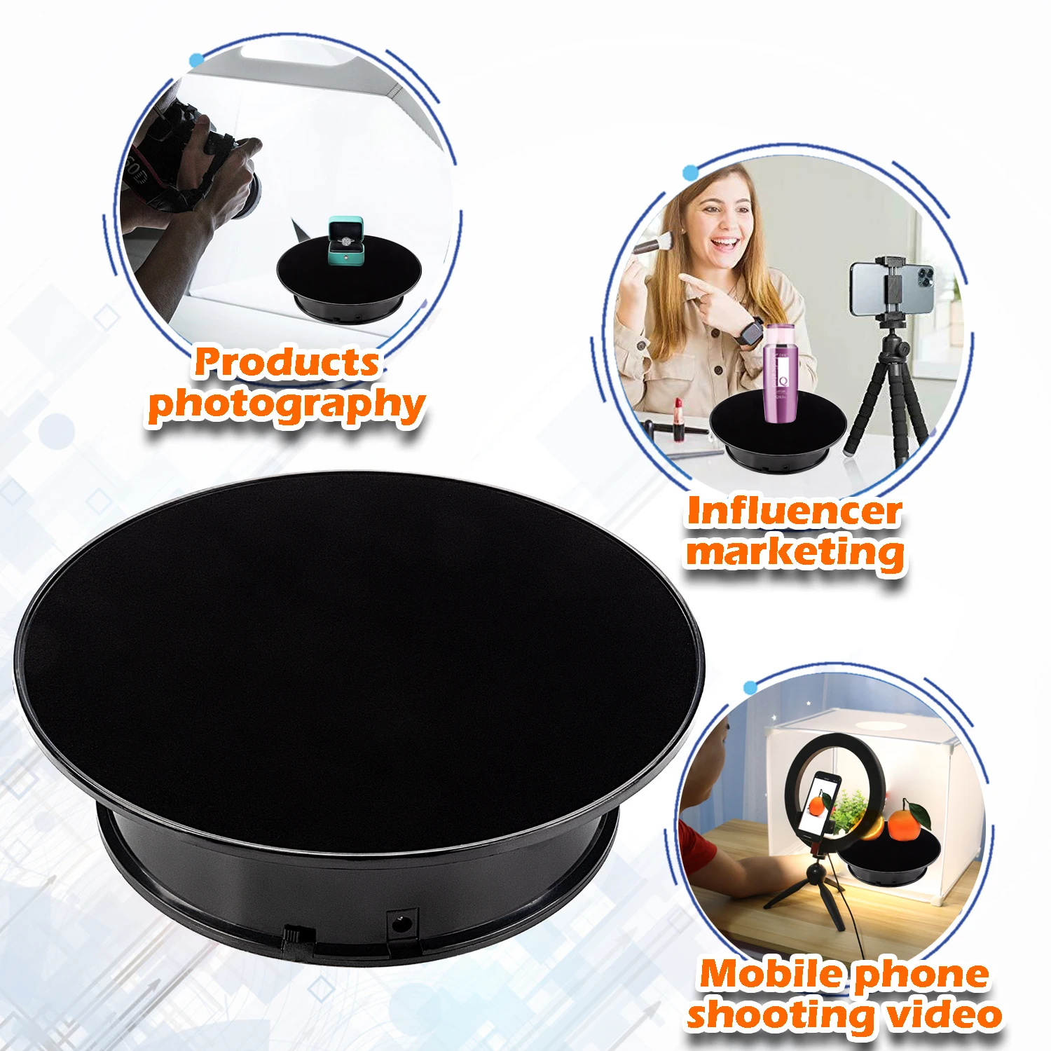 8-дюймовый черный бархатный топ моторизованный вращающийся дисплей Вращающийся